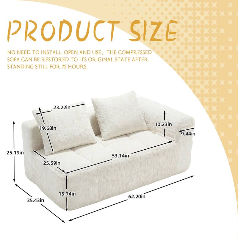 Chenille Loveseat Sofa Upholstered Deep Seat Sofa, Lounge Couch Corner Sofa Minimalist Modular Couches for Apartment