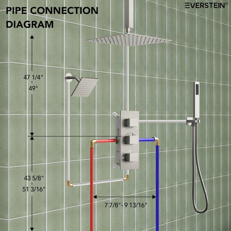 12" and 6" Dual Shower Heads With Themostatic Rough in-Valve
