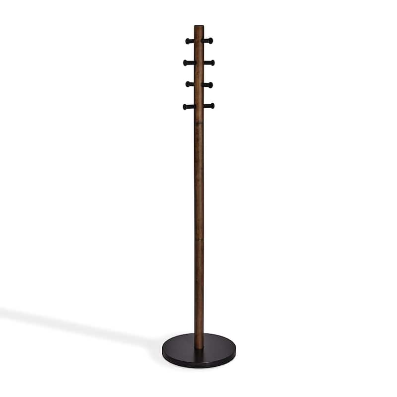 Umbra 1005871 Pillar 16 x 66" MDF and Steel Coat Rack - Black / Walnut