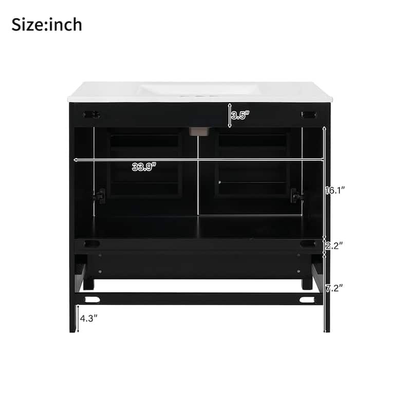 72" Bathroom Vanity with Ceramic Sink,Soft-Close Doors,Divided Drawer