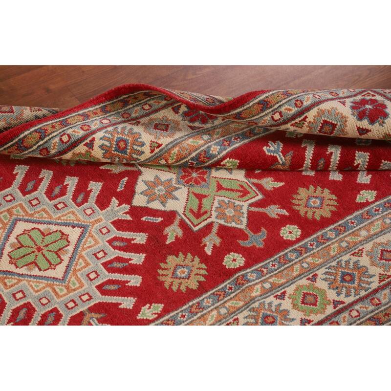 Red Kazak Oriental Accent Rug Handmade Geometric Wool Carpet - 3'3"x 5'0"
