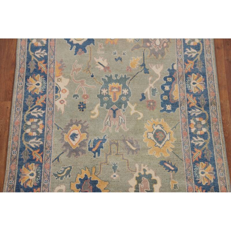 Sage Green Kazak Accent Rug Hand-Knotted Wool Carpet - 3'11" x 5'10"