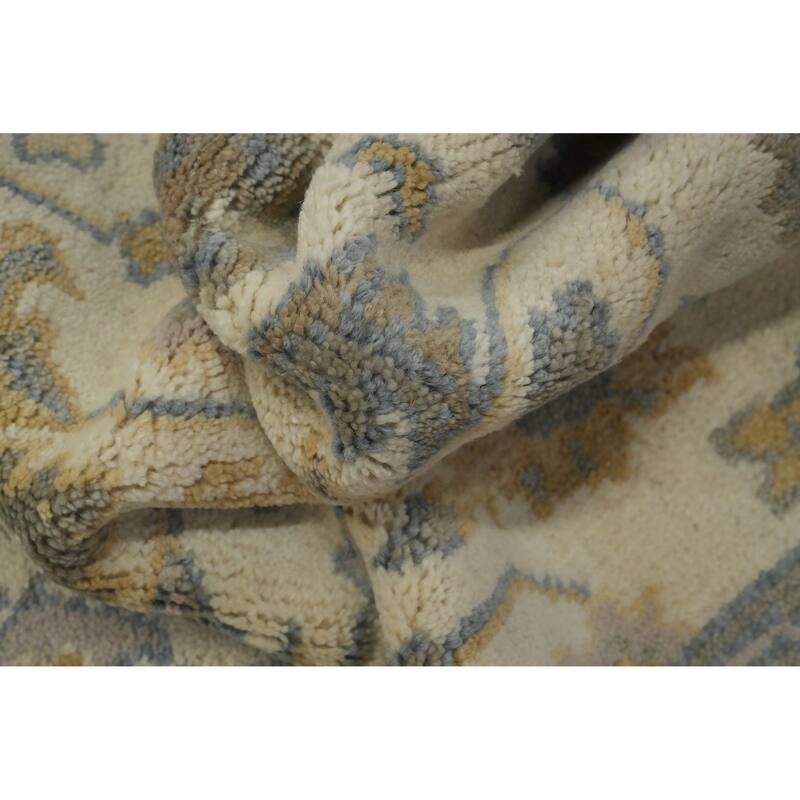 Handmade Floral Oushak Indian Accent Rug, Transitional Wool Carpet - 4' 11'' X 3' 0''