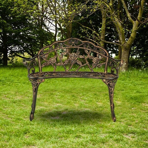 38.5" Outdoor Courtyard Park Bench Indoor And Outdoor Leisure Rose Bench - N/A
