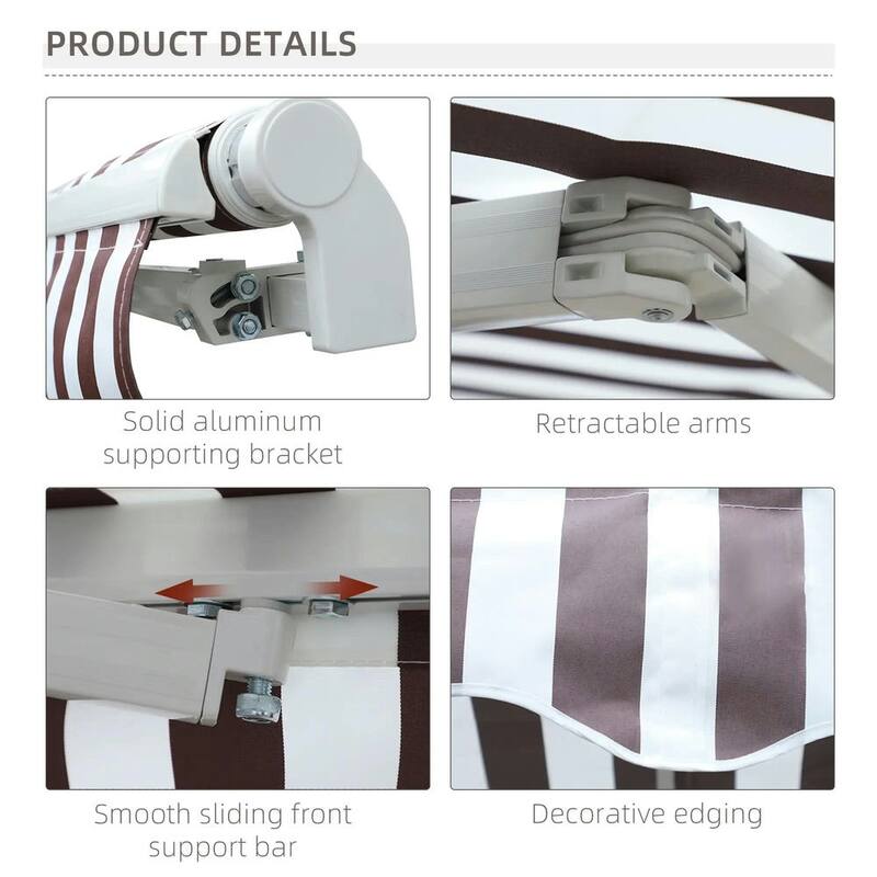 10' x 8' Retractable Sun Shade Patio/Window Awning - Polyester Fabric