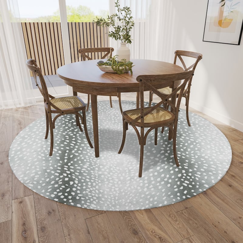 Indoor/ Outdoor Addison Safari Gazelle Animal Print Washable Area Rug - 8' x 8' - Grey