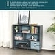 preview thumbnail 2 of 3, Multi Layer Blue Bookcase Chest with Drawers and Open Shelves - 41.25"L x 11.75"W x 37.75"H