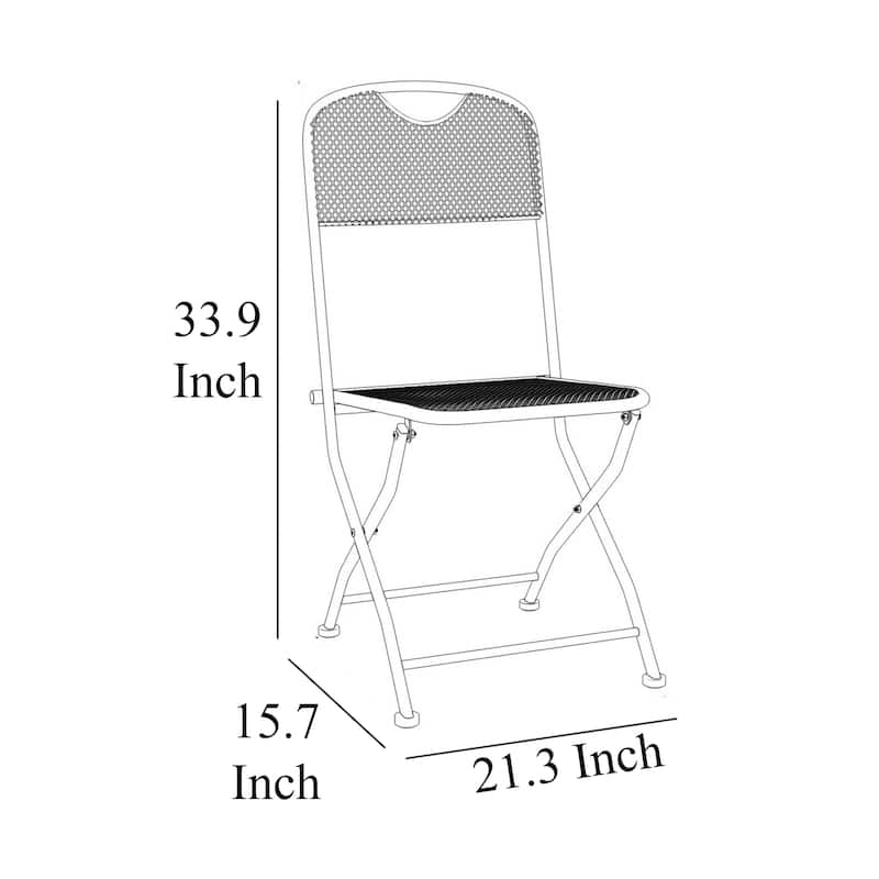 Outdoor Patio Chair Set of 2, Open Cutout Back, Foldable Gray Metal