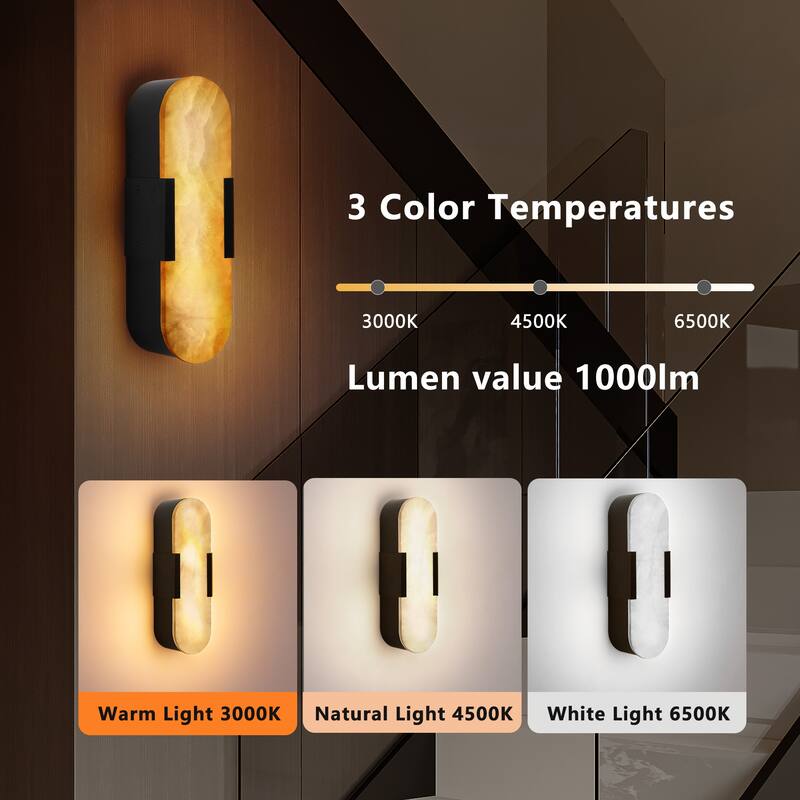 Set of 2 13.8" Natural Marble Wall Sconces