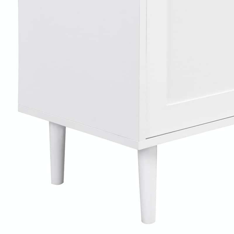 Elegant Cream Shoe Cabinet with Arched Doors, Drawer, Adjustable Shelves