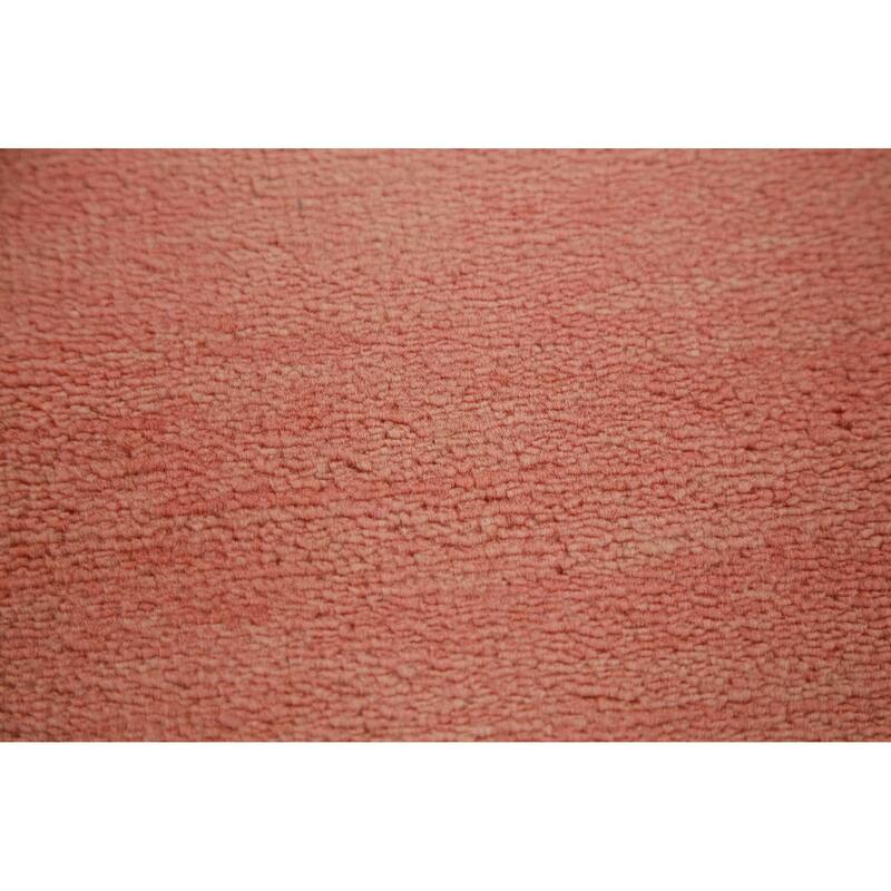 Hand Knotted Oriental 100% Wool Carpet Modern Solid Coral Gabbeh Area Rug - 9' 1'' X 6' 3''
