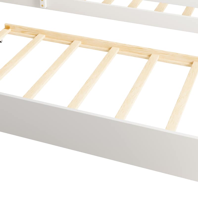 Wood Daybed with Trundle and Fence Guardrails