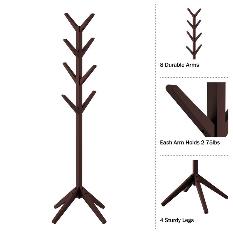 Lavish Home Freestanding Coat Rack, Espresso Brown