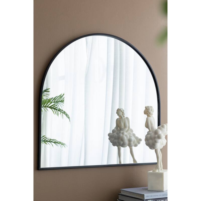 33" x 31" Arched Decorative Accent Mirror with Iron Metal Frame, Wall Deor for Bathroom, Bedroom, Entryway, Mantel