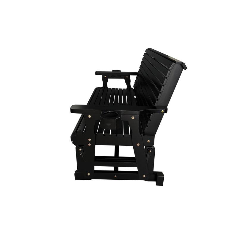 Patio Glider with Cup Holders, High Roll Back and Deep Contoured Seat, Heavy Duty 800 LB