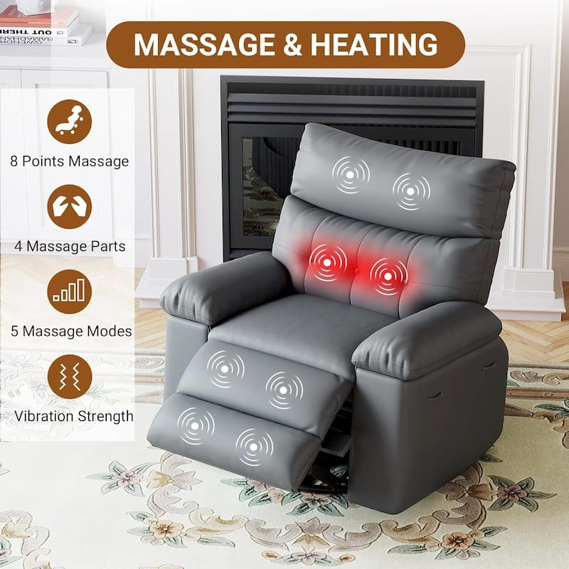 Oversized Recliner Sofa Chair with Massage for Living Room Bedroom