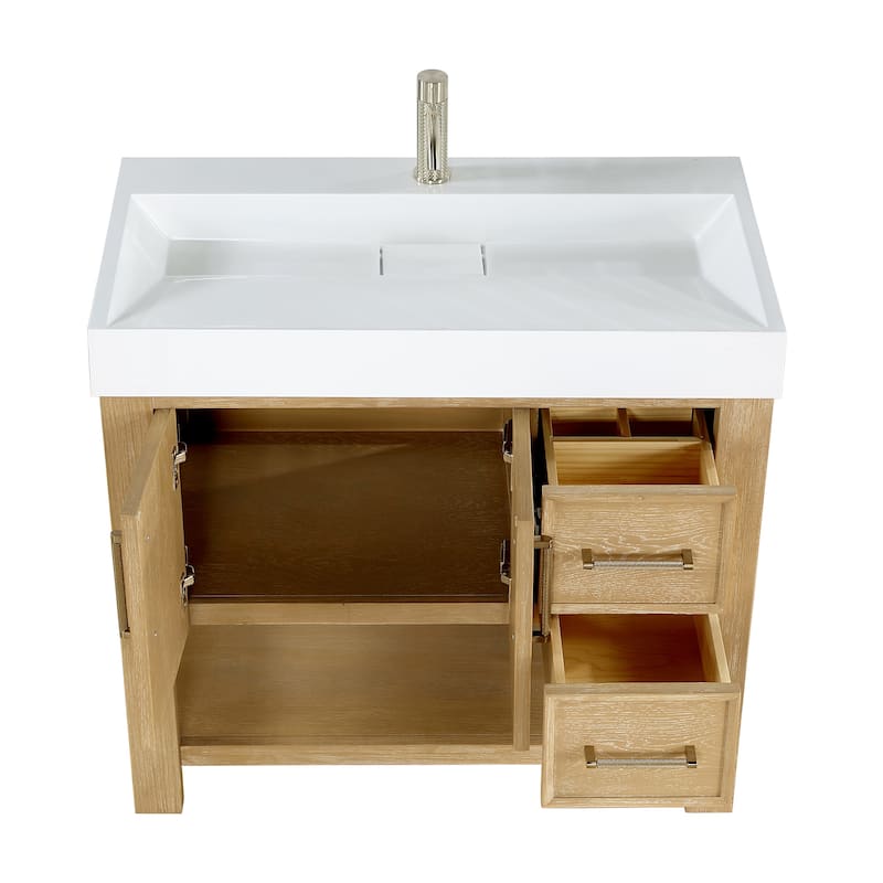 Vera Bath Vanity with Integrated Stone Sink Top and Mirror
