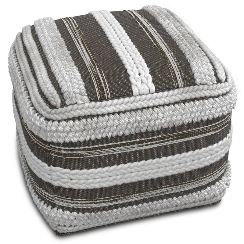 WYNDENHALL Silva Boho Square Pouf in Handloom Woven Pattern
