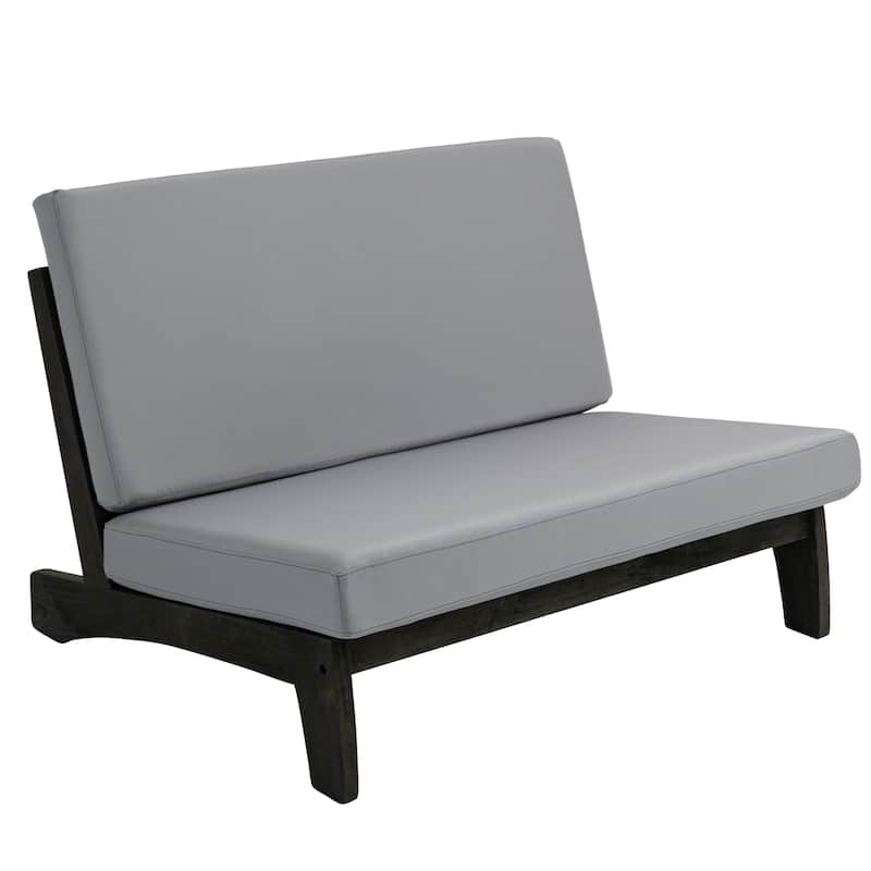 Acacia Wood Outdoor Armless Club Chair With Waterproof Cushion