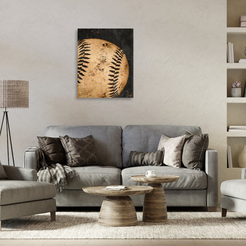 Stupell Vintage Baseball Close Up Canvas Wall Art Design By Kim Allen