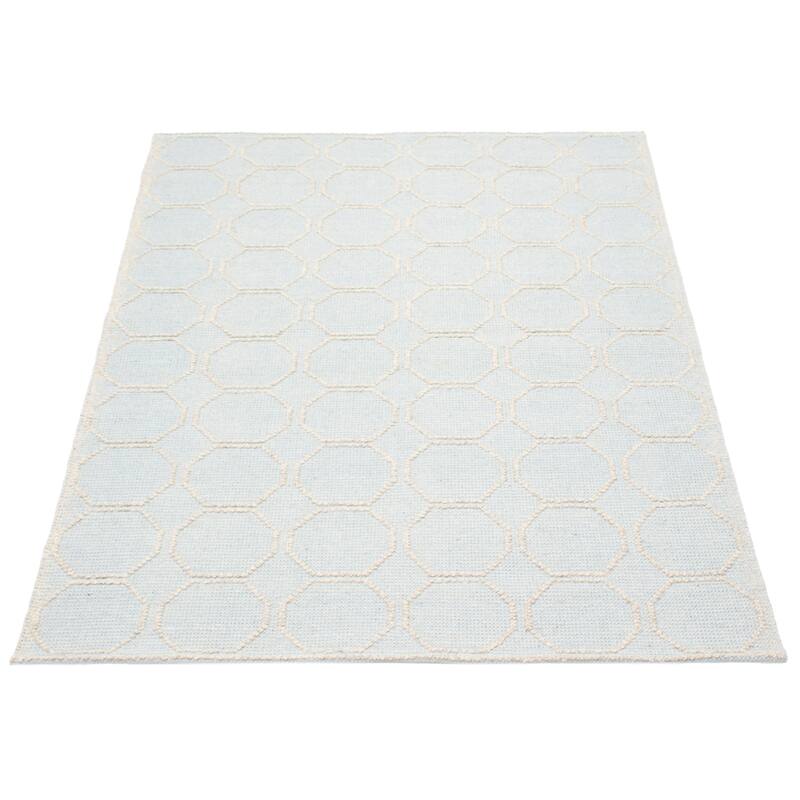 ECARPETGALLERY Braid weave Sienna Blue Wool Rug - 5'3 x 7'7