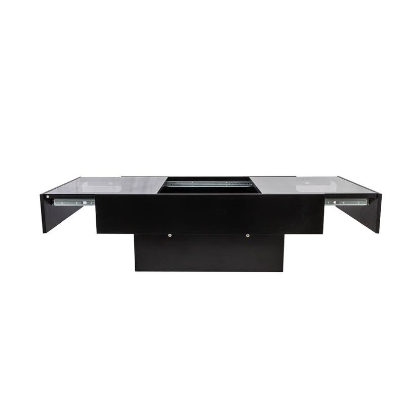 Extendable Coffee Table with Storage, Wood Center Table for Living Room, Rectangular Coffee Tables with Sliding Tabletop