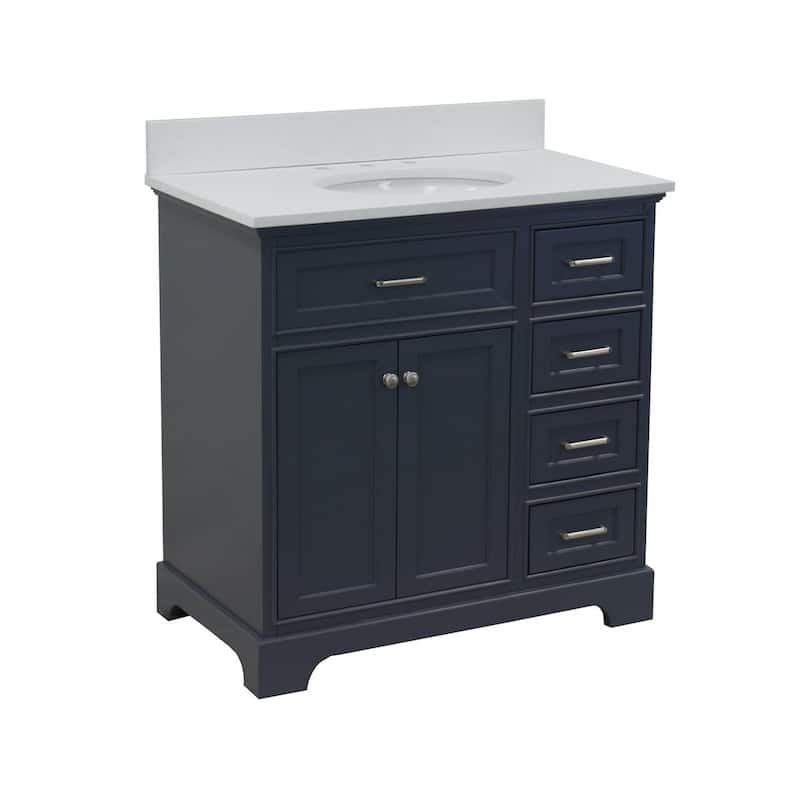 KitchenBathCollection Aria 36" Bathroom Vanity with Quartz Top