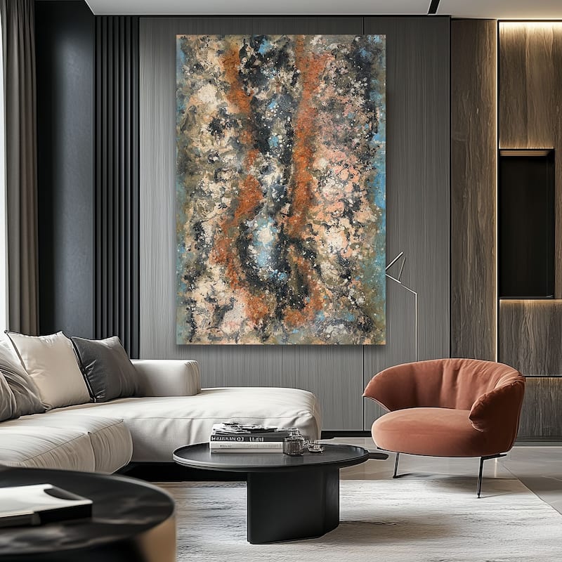 Elementum Hand Painted Abstract Horizontal Canvas Wall Art 47x31 Inch