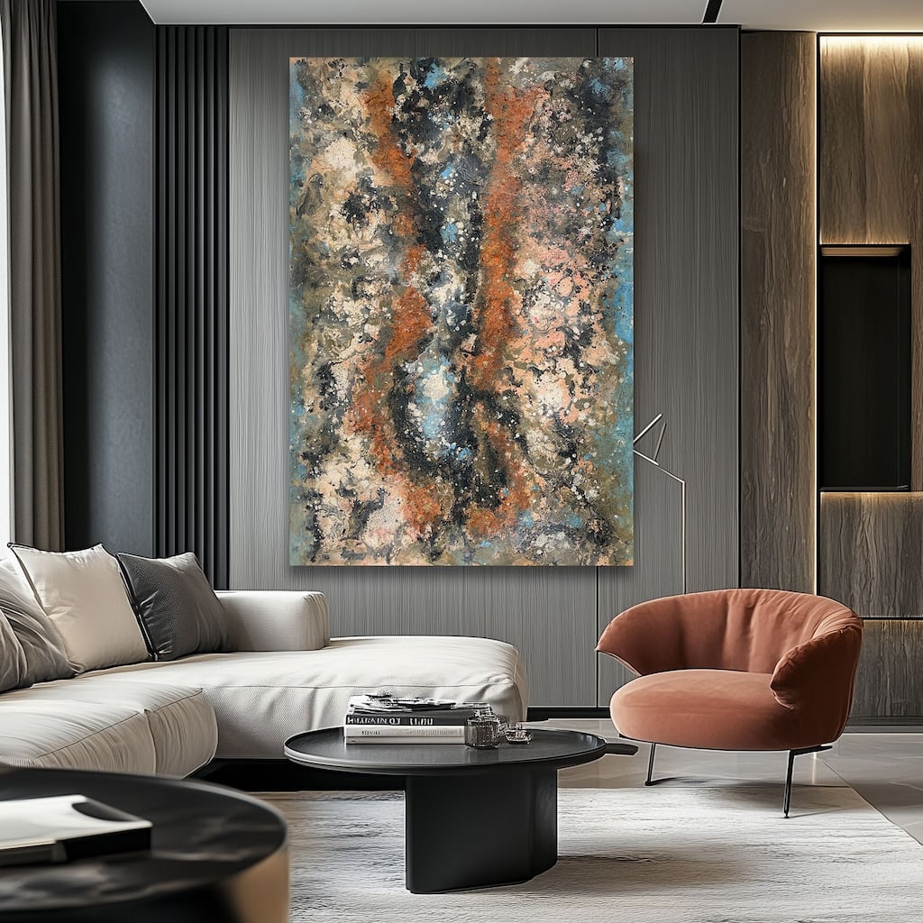 Elementum Hand Painted Abstract Horizontal Canvas Wall Art 47x31 Inch