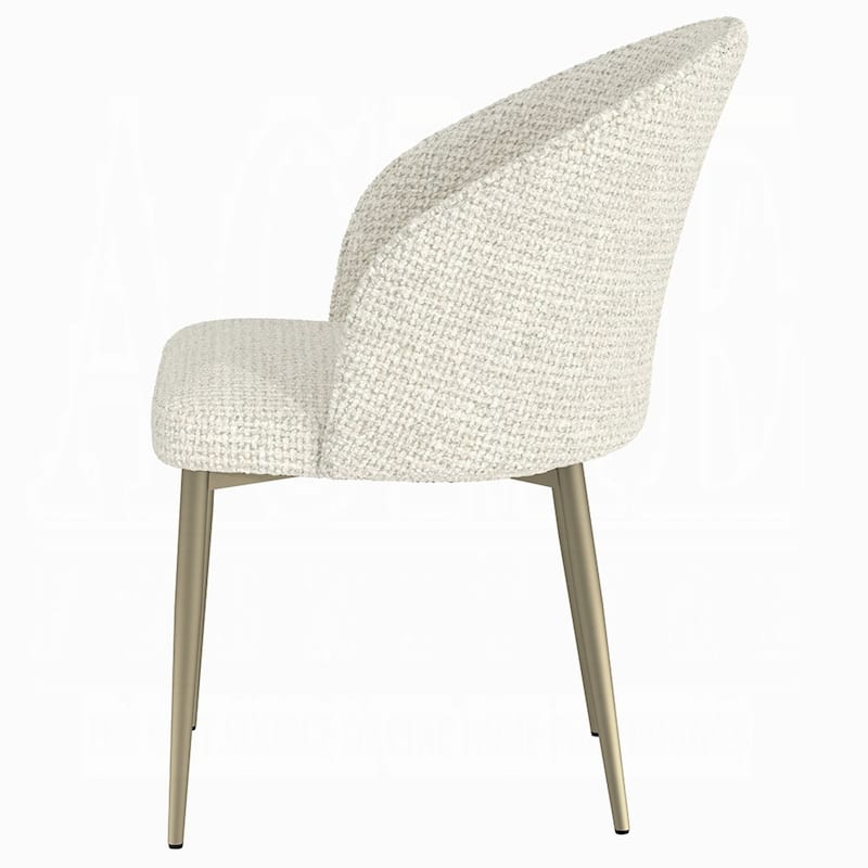 Geru Dining Side Chair Set of 2, Padded Curved Back Contemporary White