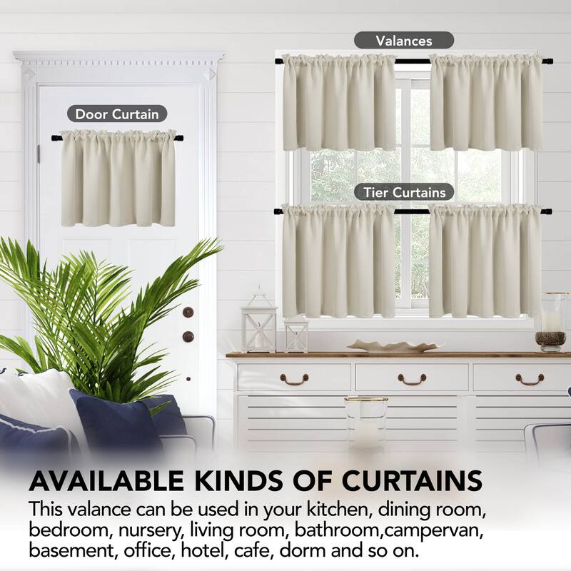 Deconovo Cafe Curtains Rod Pocket Window Short Drapes Tier Pair