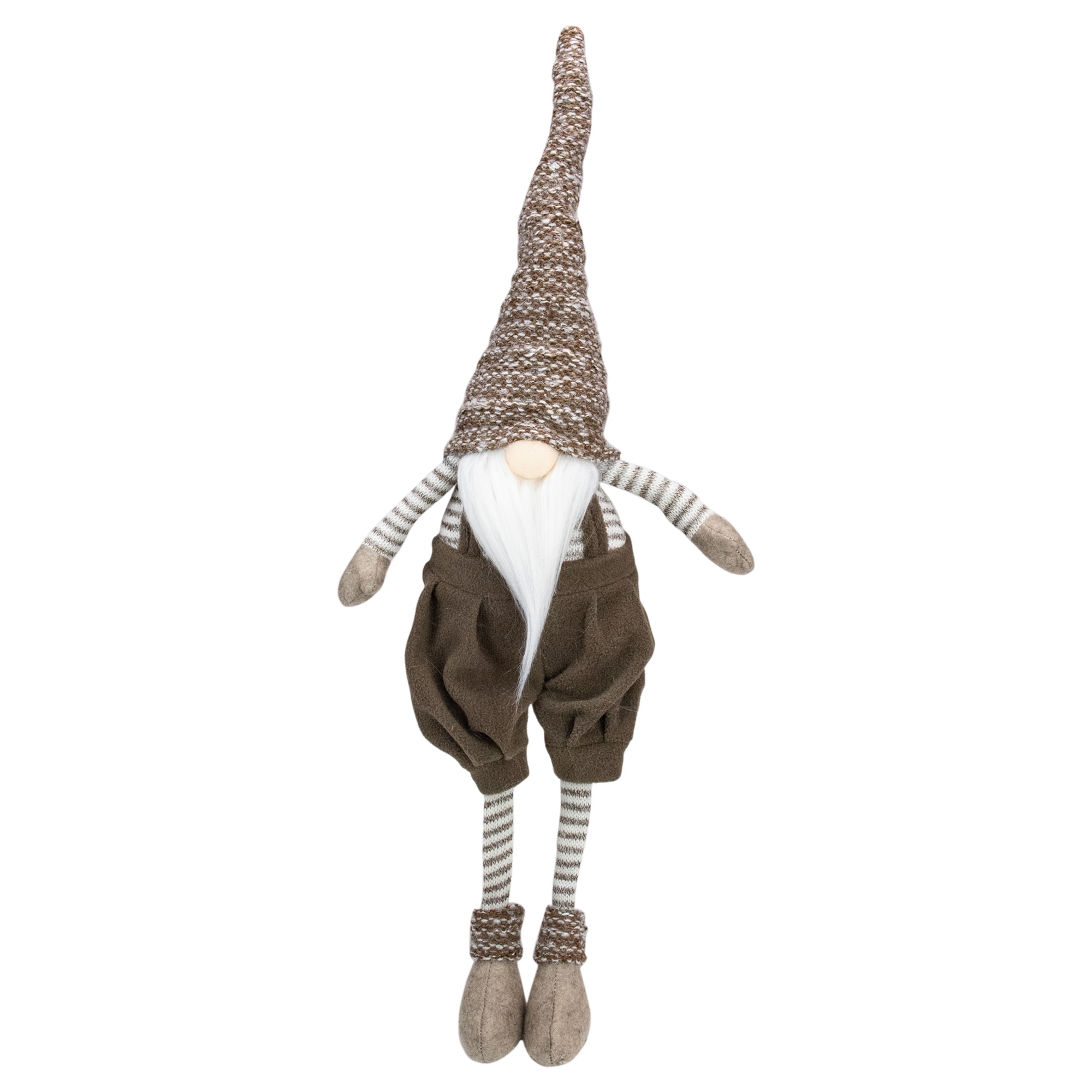 Sitting Gnome With Knit Hat Socks Christmas Figure 23.5" Brown White