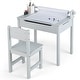 preview thumbnail 7 of 5, Toddler Craft Table & Chair Set Kids Art Table w/ Paper Roll Holder Grey