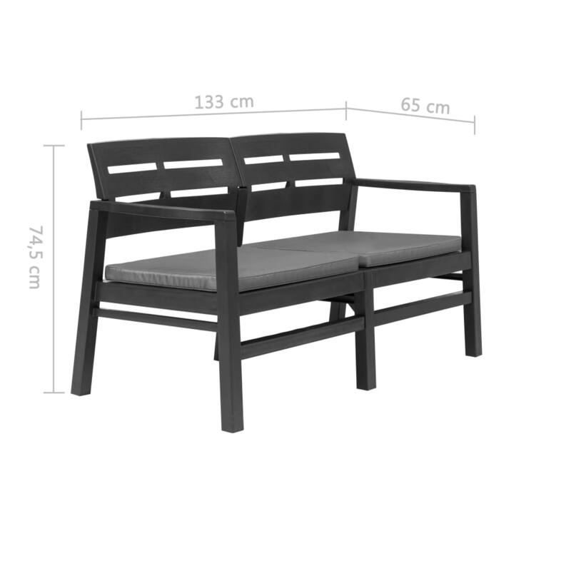 vidaXL Patio Furniture Set 4 Piece Conversation Set Table and Chairs Plastic - 30.7" x 21.7" x 15"