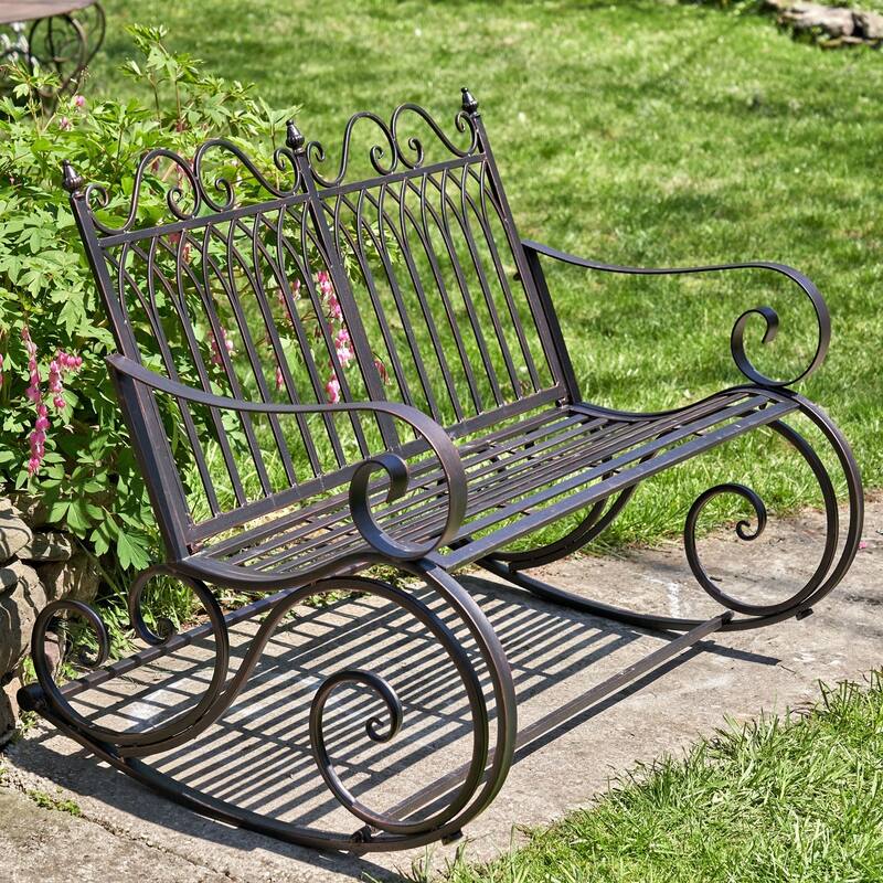 Iron Rocking Garden Bench "Tatiana" in Antique Bronze