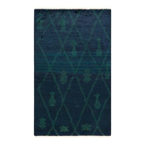 Overton One-of-a-Kind Hand-Knotted Bohemian Moroccan Moroccan Black Area Rug - 3' 1" x 5' 0"