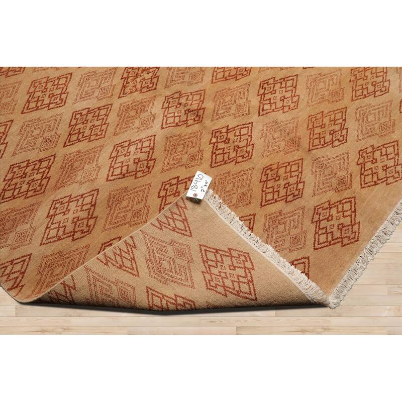 Hand Knotted Michaelian & Kohlberg Tan Tibetan 100% Wool Area Rug - 7' 11'' x 9' 1''