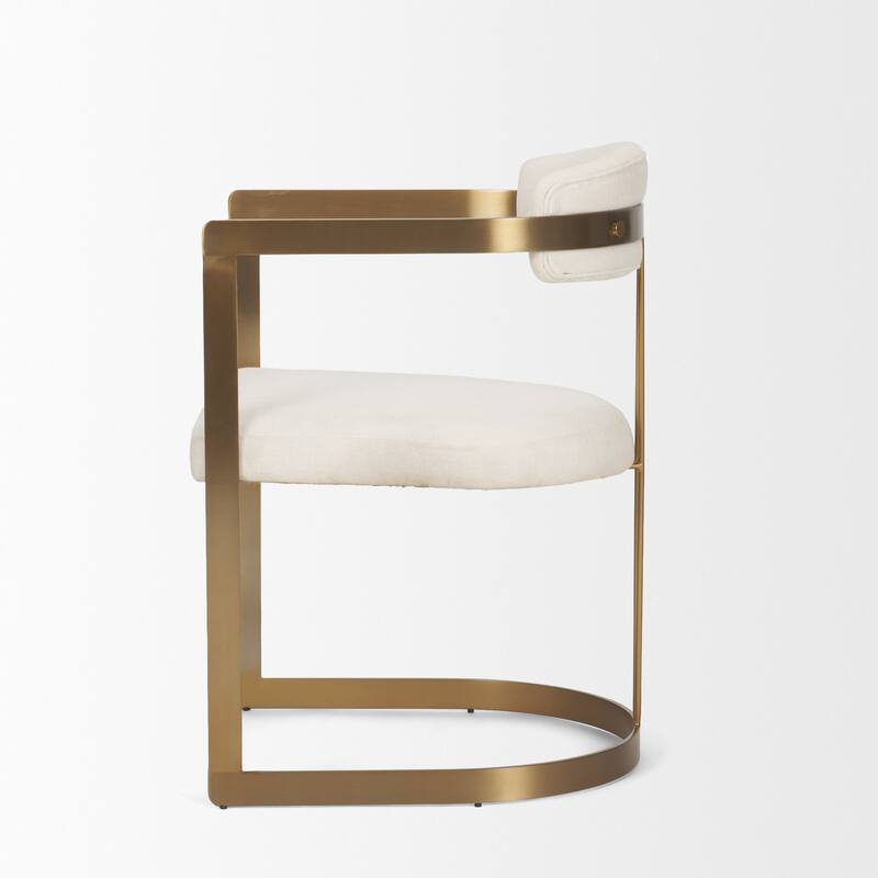 Hollyfield II Cream Fabric Seat W/ Gold Iron Frame Dining Chair - 20.4"W x 21.2"D x 29.5"H