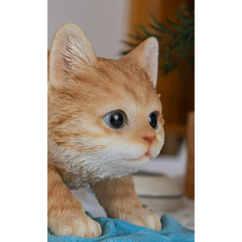 8" Mopping Kitten Outdoor Garden Statue