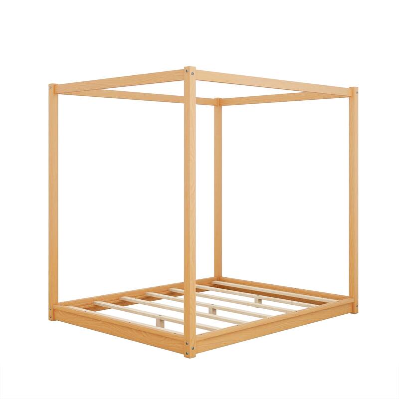 Roomfitters Queen Size Canopy Platform Bed with Support Legs and Sturdy Frame