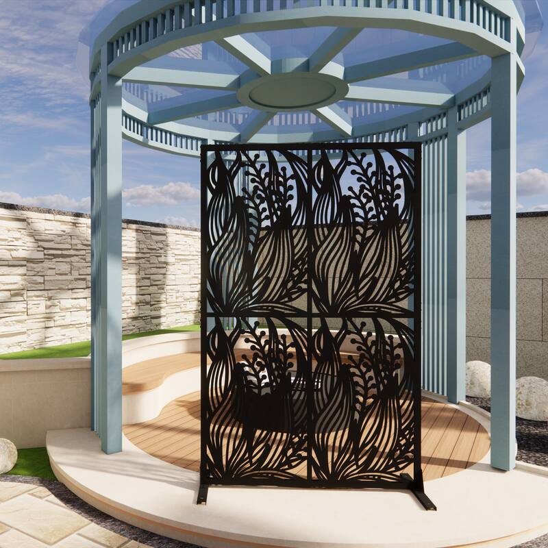 W3.8Ft X H6Ft Metal Privacy Screens, Outdoor and Indoor Divider with Free Standing for Balcony Patio Garden Room Divider