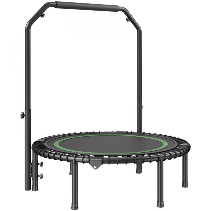 Black-Green Foldable Steel Fitness Trampoline with Adjustable Handle Perfect for Home Exercise