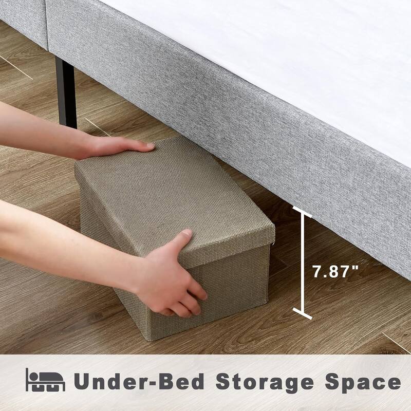 VECELO Upholstered Beds With Diamond Tufted Headboard, Platform Bed Frame, 7.9'' Under Bed Space