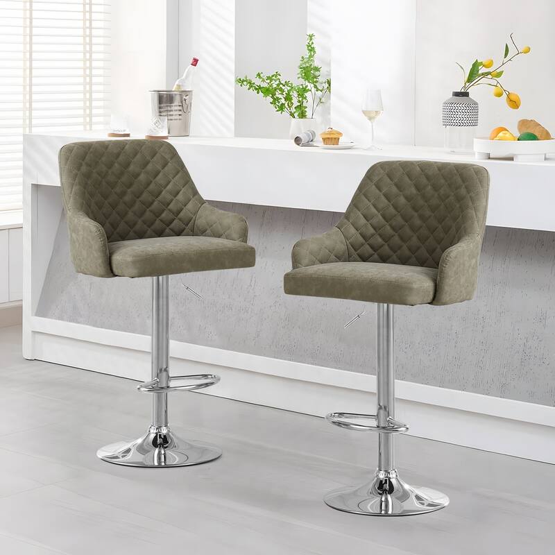 Barstools Set of 4 Counter Height Bar Stools Adjustable Stools with Back and Arm Kitchen Island Stools Swivel Bar Chairs