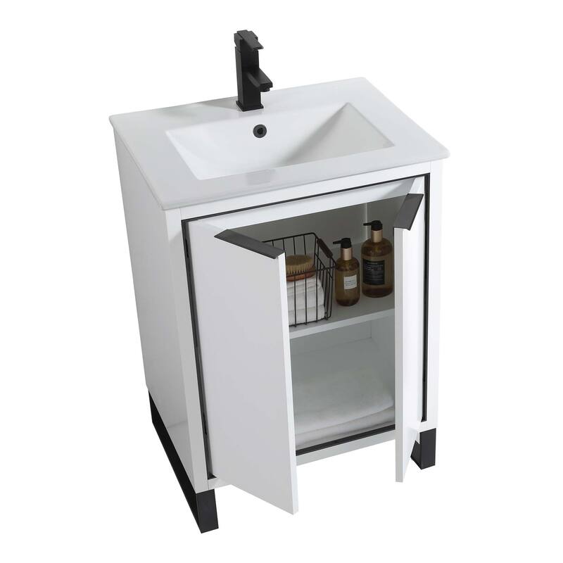 Fine Fixtures Opulence Collection Bathroom Vanity with White Ceramic Sink