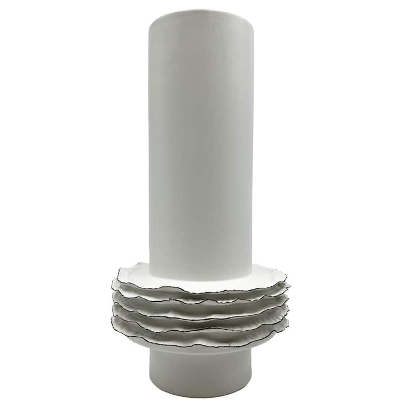 14 Inch Tall Modern White Ceramic Vase
