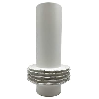 14 Inch Tall Modern White Ceramic Vase