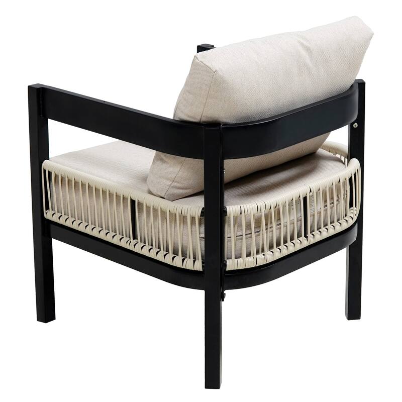 Roomfitters Multi-Person Outdoor Iron Sofa Set with Table, Rattan Decoration, Waterproof, Rust-Proof for Garden, Lawn