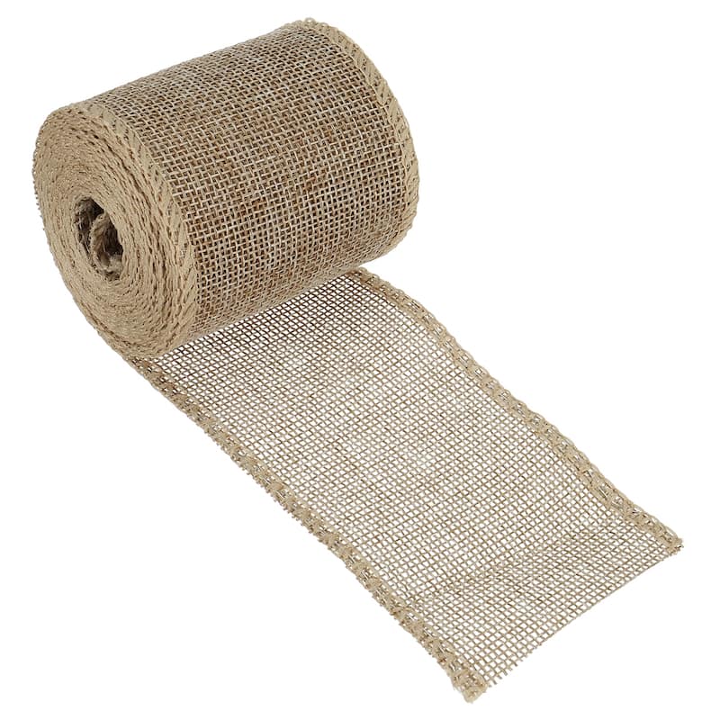 Burlap Fabric Ribbon, Wired Jute Crafts Roll for Party DIY Decoration