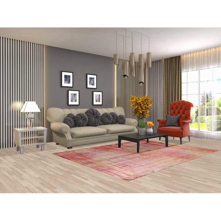 Contemporary Abstract Indian Area Rug Hand-Knotted Wool Carpet - 5'6"x 7'6"